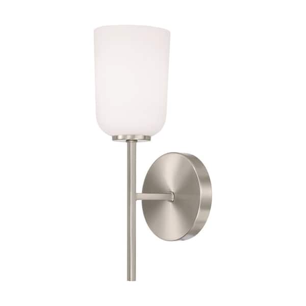 Lawson 5 in. 1-Light Sconce in Brushed Nickel with Soft White Glass
