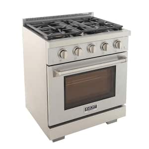 30 in. 4.2 cu. ft. 4-Burners Freestanding Natural Gas Range and Convection Oven in Stainless Steel w/True Simmer Burners