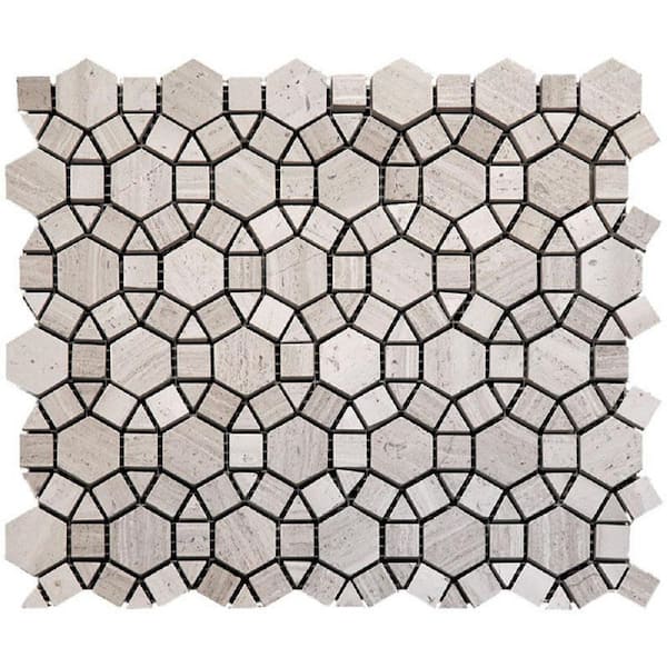 Apollo Tile Gray 4 in. x 5 in. Circle Polished Marble Mosaic Tile Sample (0.13 sq. ft./Piece)
