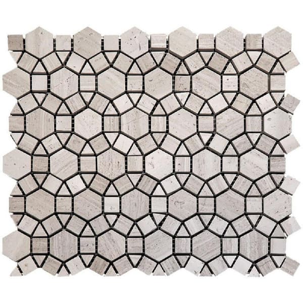 Apollo Tile Gray 11 in. x 12.7 in. Circle Polished Marble Mosaic Tile (4.85 sq. ft./Case)