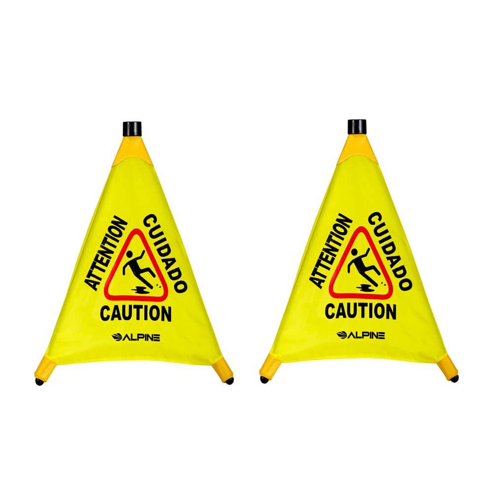 30 in. Yellow Multi-Lingual Pop-Up Wet Floor Sign (2-Pack)
