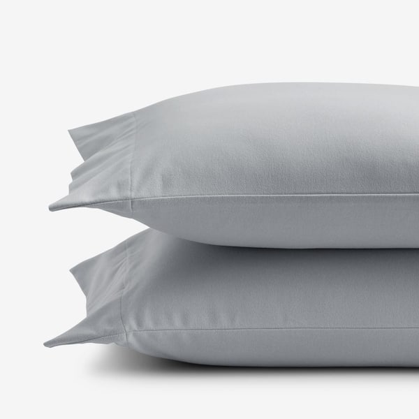 The Company Store Company Cotton Solid Velvet Flannel Slate Gray Standard Pillowcase (Set of 2)