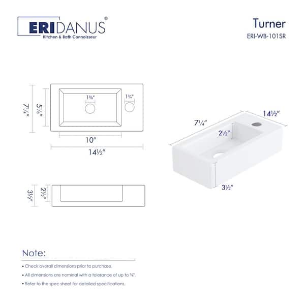 Eridanus Turner 14 in. x 7 in. Crisp White Vitreous China