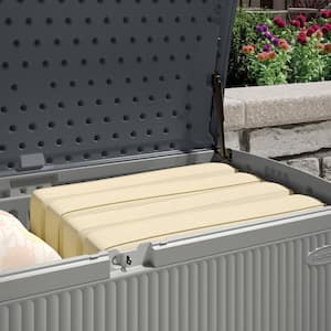 160 Gallon Extra Large Reeded Plastic Deck Box, Dovetail Gray