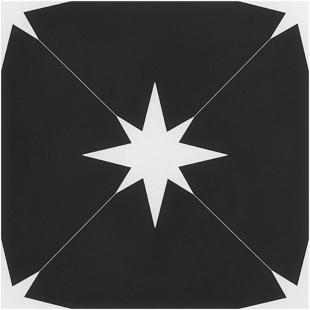 Moab 9" x 9" Matte Black and White Porcelain Tile
