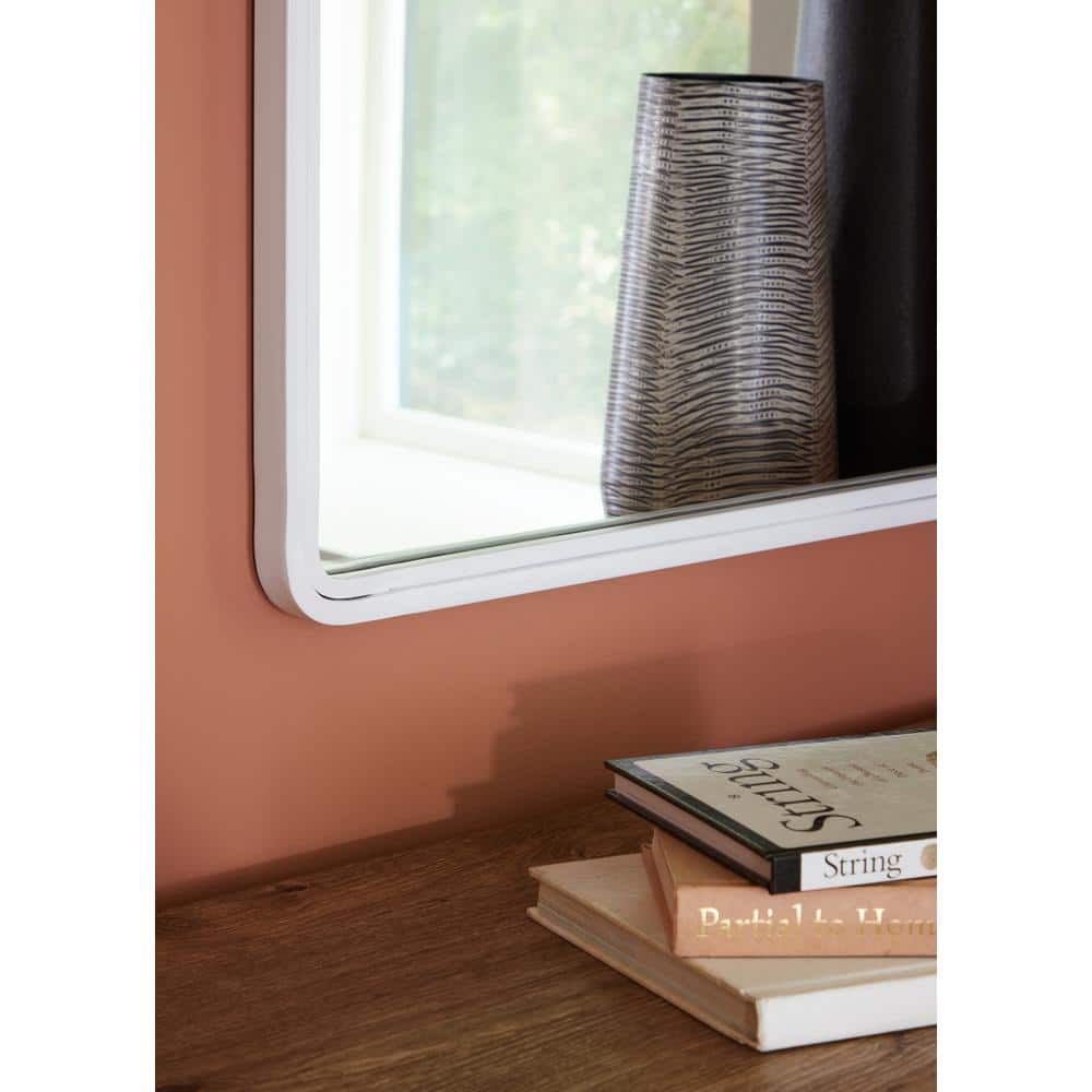 White Rectangular Contemporary Metal Frame Accent Mirror