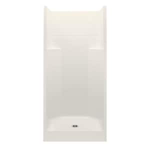 Everyday Textured Tile AFR 36 in. x 36 in. x 75 in. 1-Piece Shower Stall with Center Drain in Bone