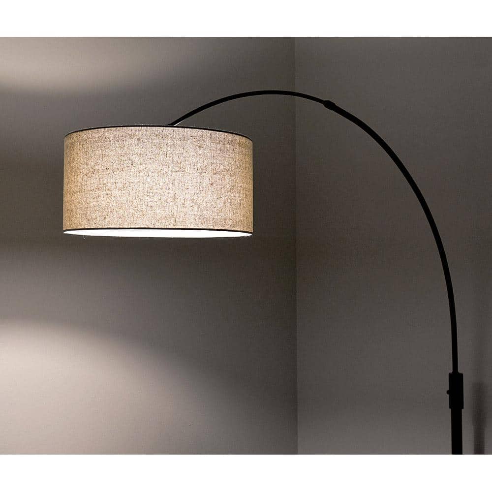 Orbita 82-Inch Adjustable Arc Floor Lamp with Tan Drum Shade