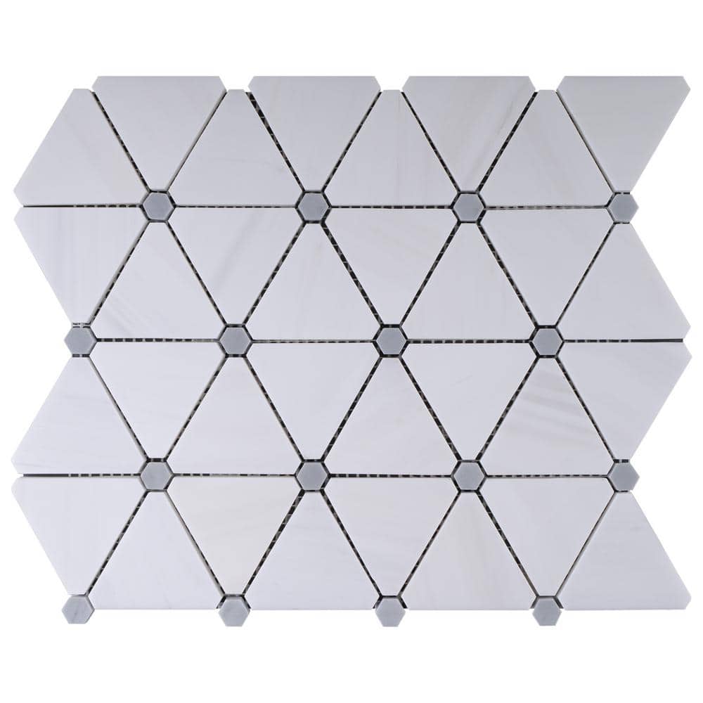 Natural White and Gray 12.01 in. x 11.74 Geometric Polished Marble Mosaic Tile Sample price history on PriceWatchPro