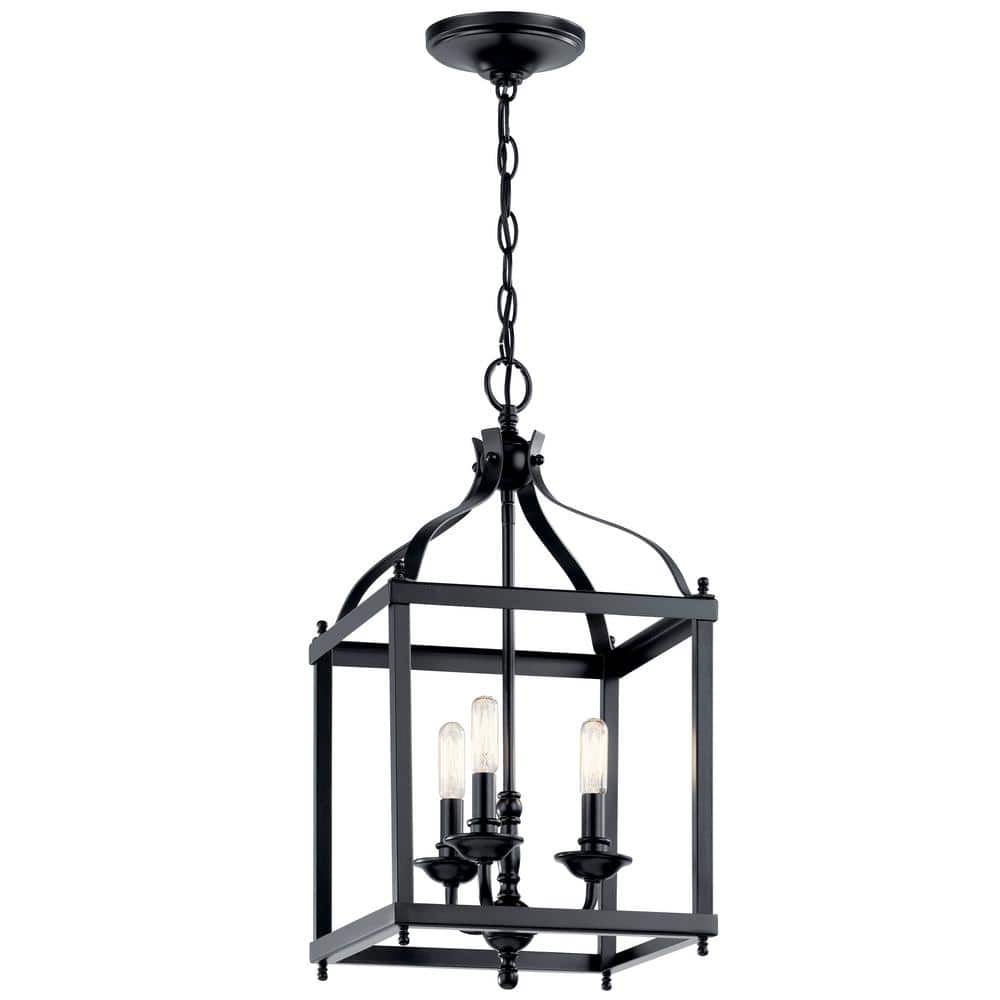 Larkin 22.25" Black Glass and Steel 3-Light Pendant