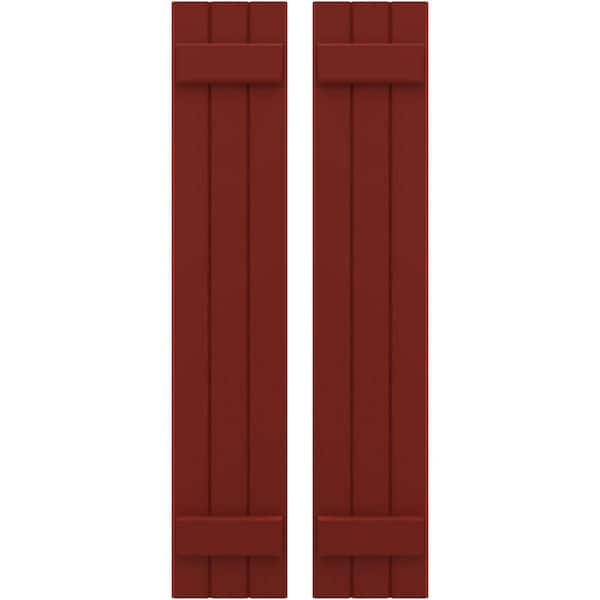Ekena Millwork 10-1/2 in. W x 65 in. H Americraft 3-Board Exterior Real Wood Joined Board and Batten Shutters in Pepper Red