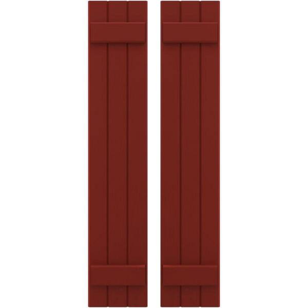 Ekena Millwork 10-1/2 in. W x 72 in. H Americraft 3-Board Exterior Real Wood Joined Board and Batten Shutters in Pepper Red