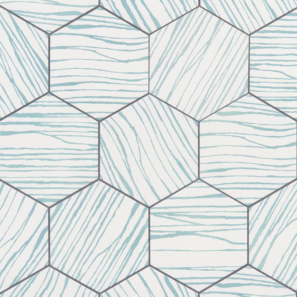 GeoHex Zen 9" Multicolor Matte Porcelain Hexagon Tile