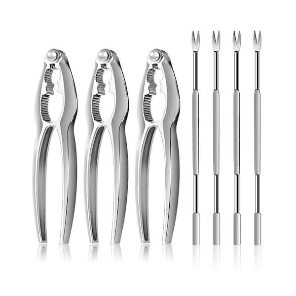7-Piece Stainless Steel Seafood Cracker Set with Nut Crackers and Picks for Crab Lobster Oyster Walnut Use