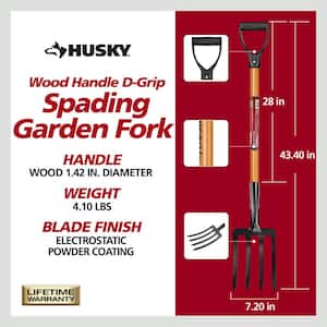 28 in. D-Grip Short Wood Handle 4-Tine Spading Garden Fork