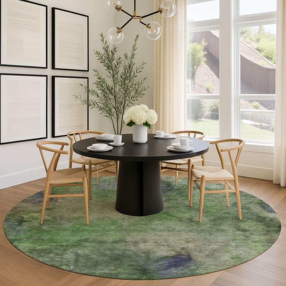 Chantille Machine Washable Indoor/Outdoor Abstract ACN2312 Green 8 ft. x 8 ft. Round Rug price history on PriceWatchPro