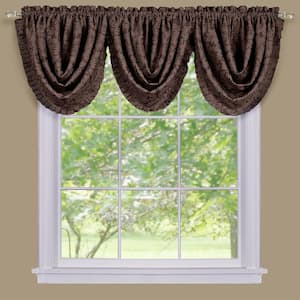 Sutton 36 in. L Polyester Window Curtain Waterfall Valance in Brown