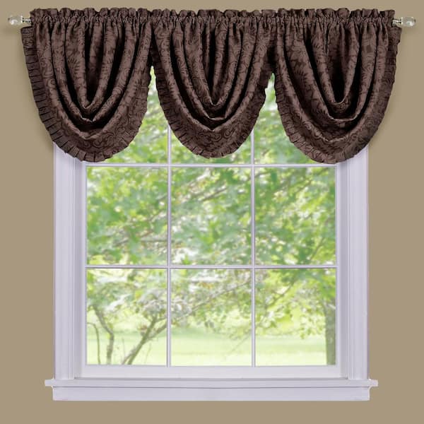 ACHIM Sutton 36 in. L Polyester Window Curtain Waterfall Valance in Brown