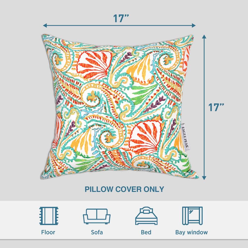 Paisley White Outdoor Cushion Covers Set of 4
