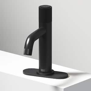 Apollo Button Operated Single-Hole Bathroom Faucet Set with Deck Plate in Matte Black