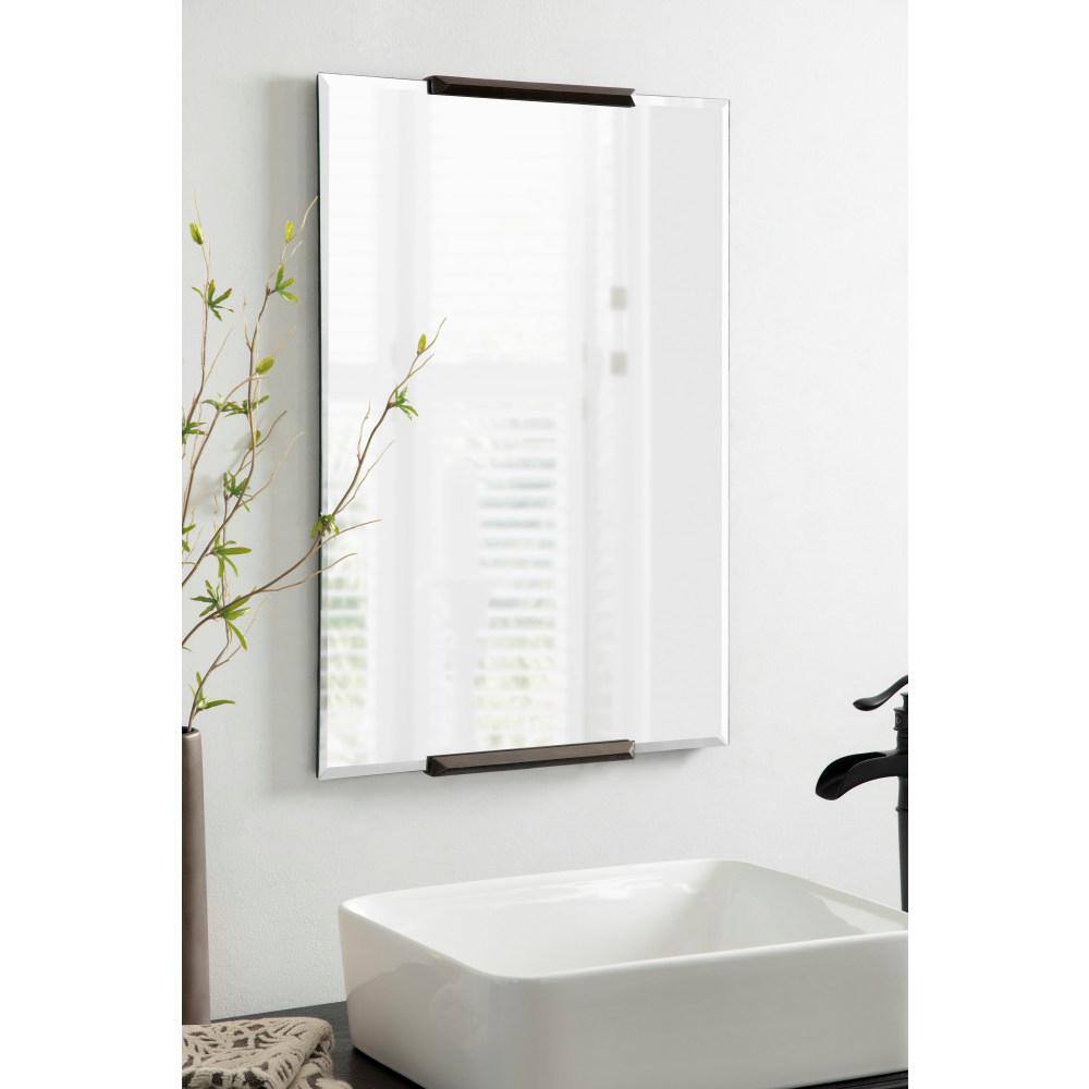 Bronze Frameless Rectangular Wall Mirror with Beveled Edges