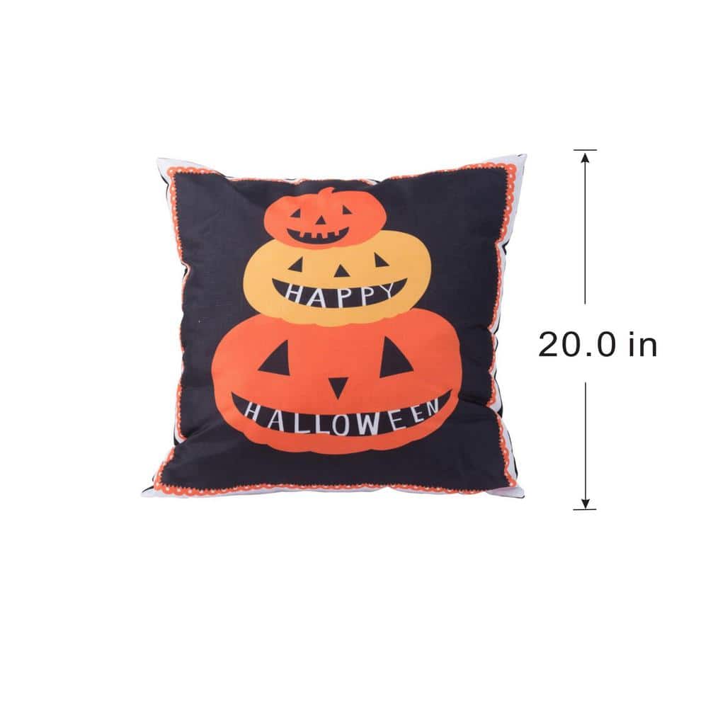 20x20 Black and Orange Halloween Pumpkin Pillow