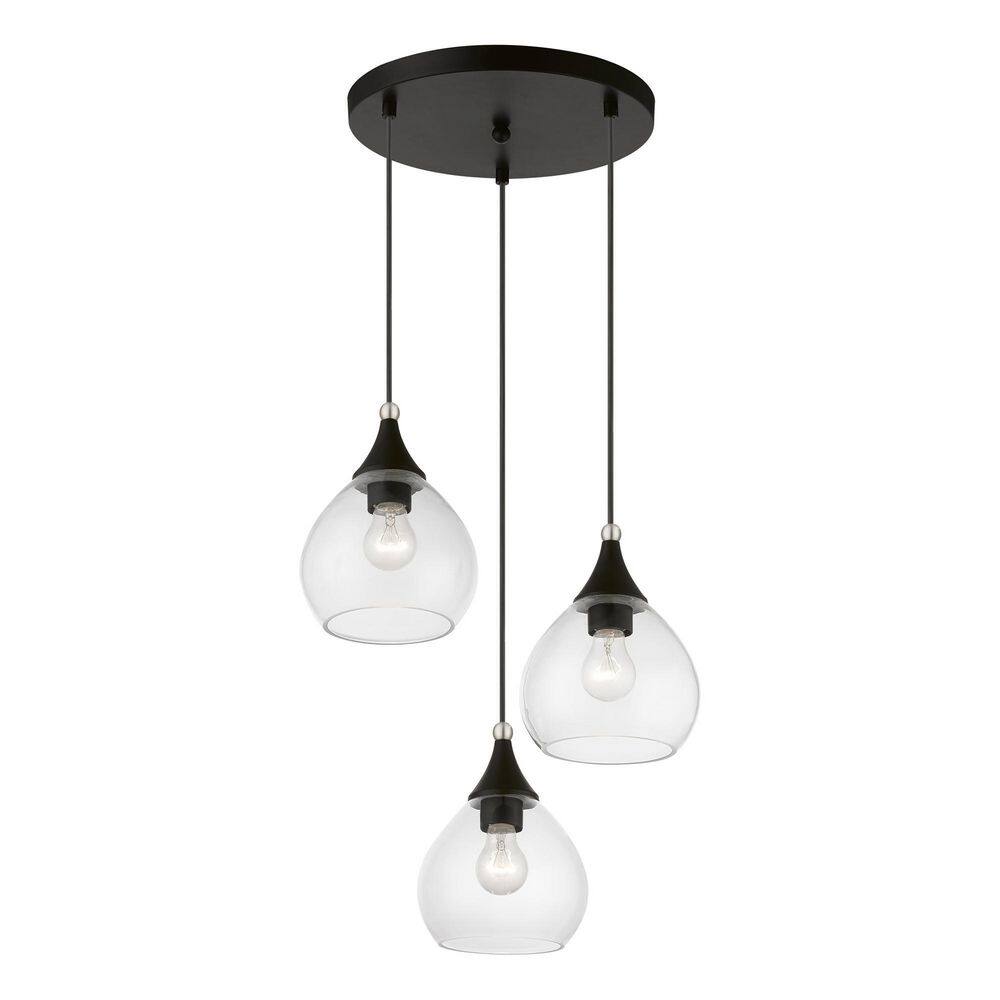 Elegant Catania 3-Light Indoor/Outdoor Pendant with Clear Glass Shades