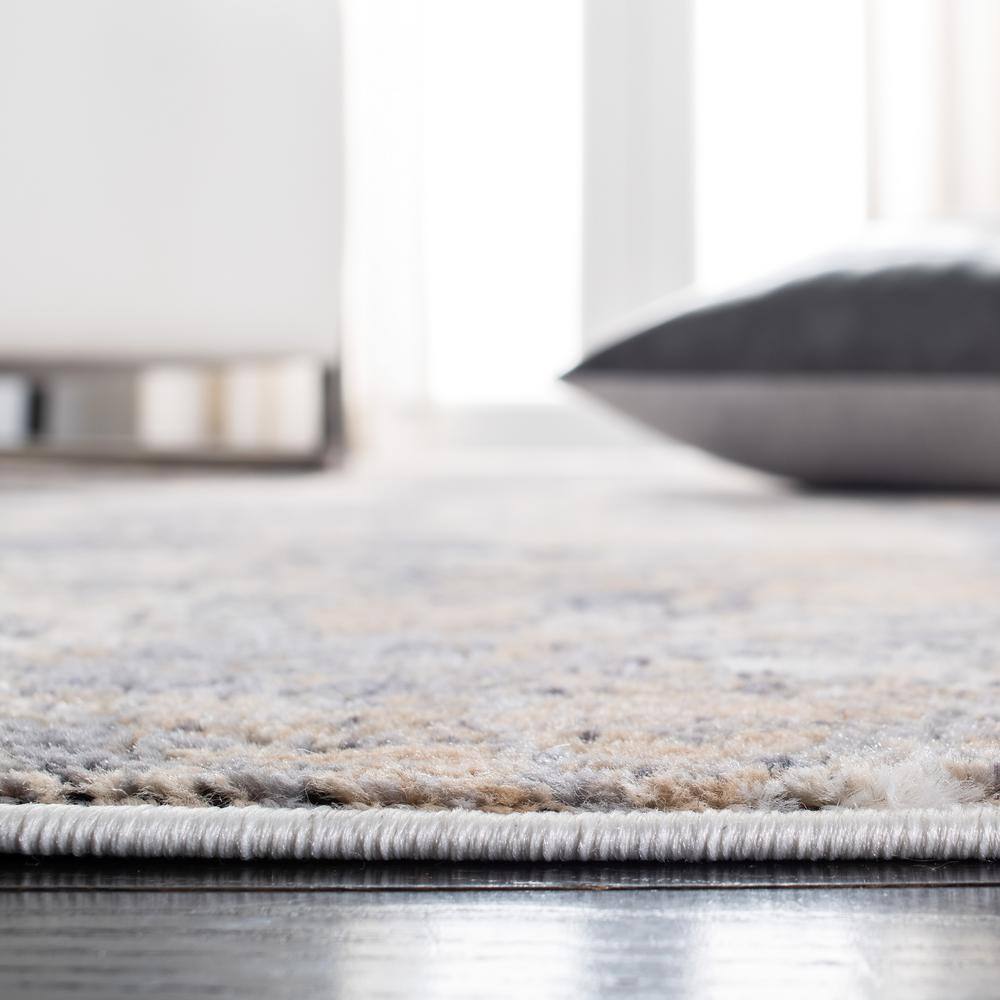 Elysian Grey & Gold Hand-Knotted Round Synthetic Area Rug, 93 in