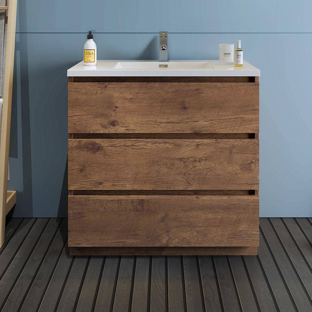 Rosewood 36" Freestanding Single Vanity with Acrylic Sink