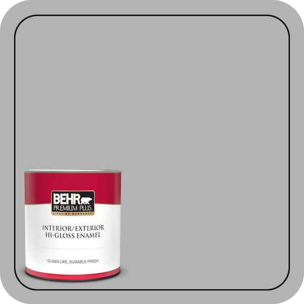 BEHR PREMIUM PLUS 1 qt. #770E-3 Pewter Mug Hi-Gloss Enamel Interior/Exterior Paint & Primer