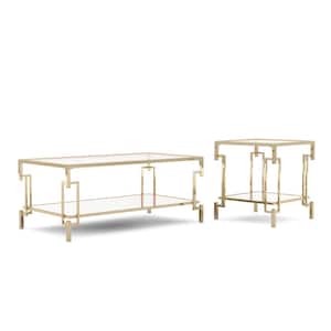 Elrod 2-Piece 43.25 in. Champagne Glass Coffee Table Set