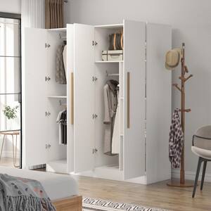 White 4-Door Big Wardrobe Armoires (70.9 in. H x 63 in. W x 19.7 in. D)