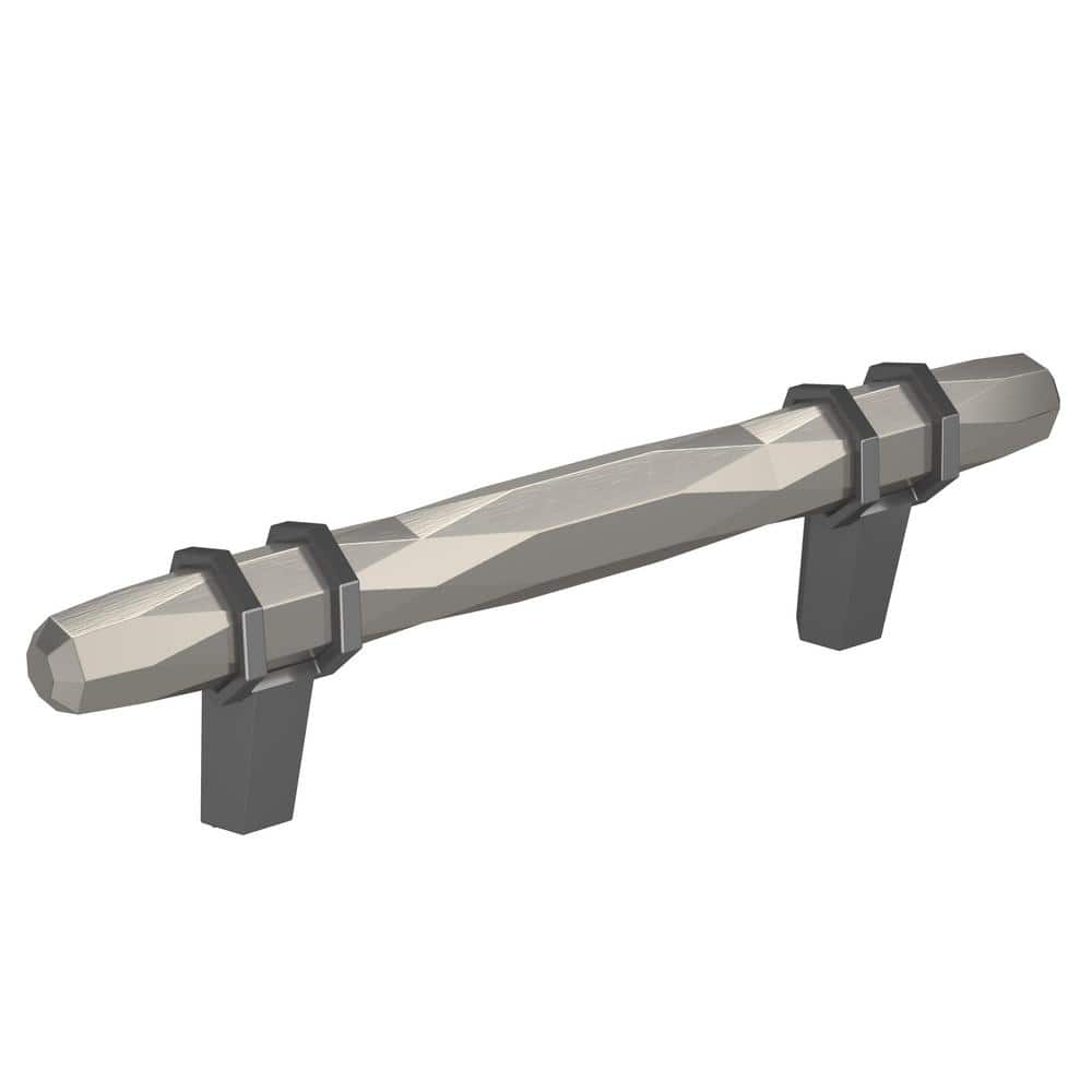 London 3-3/4 in. (96mm) Modern Satin Nickel/Black Chrome Bar Cabinet Pull