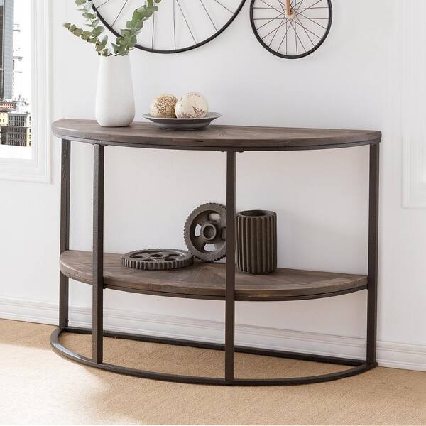 Southern Enterprises Latta 48 in. Bronze Standard Rectangle Wood Console Table with Storage