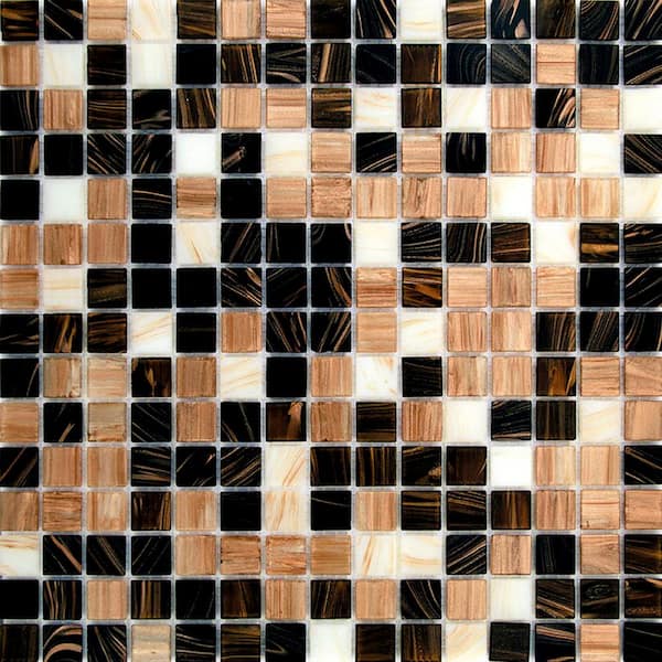 Apollo Tile Mingles 12 in. x 12 in. Glossy Brown and Beige Glass Mosaic Wall and Floor Tile (20 sq. ft./case) (20-pack)
