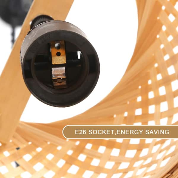 Zompoo Industrial 60-Watt 1 Light Plug in Bamboo Shade Chandelier