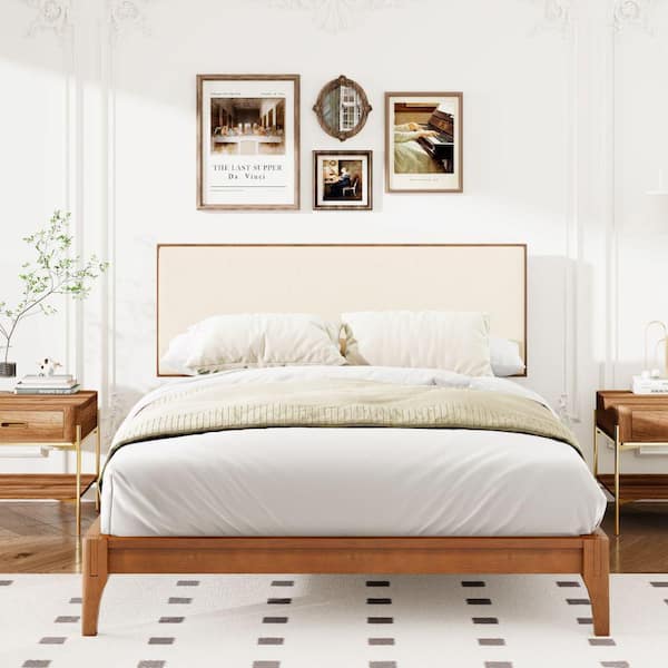 Harper & Bright Designs Beige King Size Bamboo Adjustable Linen
