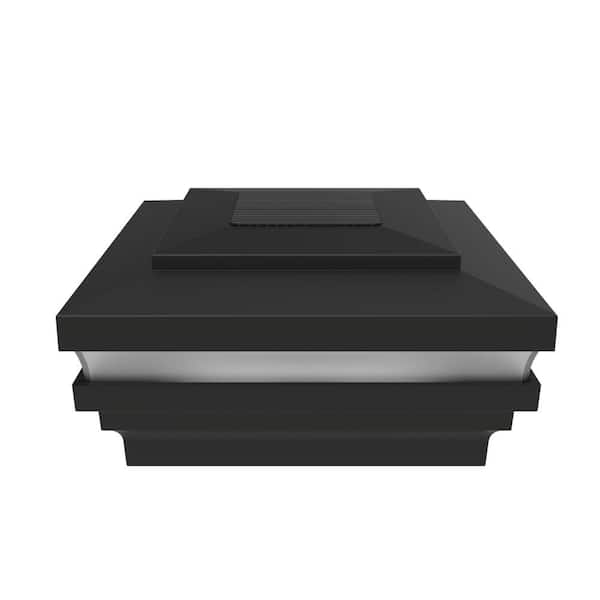 4.25 in. x 4.25 in. Matte Black Aluminum Rail Solar LED Post Cap