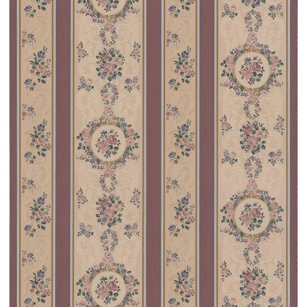 Brewster 56 sq. ft. Rose Scroll Cameo Wallpaper
