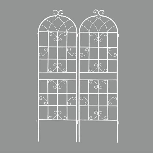 71 in. Metal Garden Trellis, Outdoor Flower Support, Rustproof Trellis for Climbing Plants, Cream White (2-Pack)