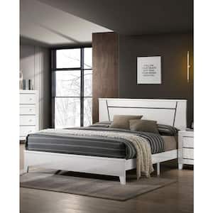Crossing 88.25 in. W White California King Solid Wood Frame Platform Bed