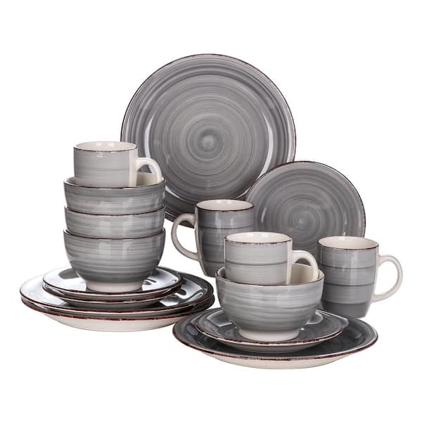 vancasso Series Bella 16-Pieces Dinnerware Set Porcelain Dinner Set Crockery in Vintage Look Gray (Service for 4)