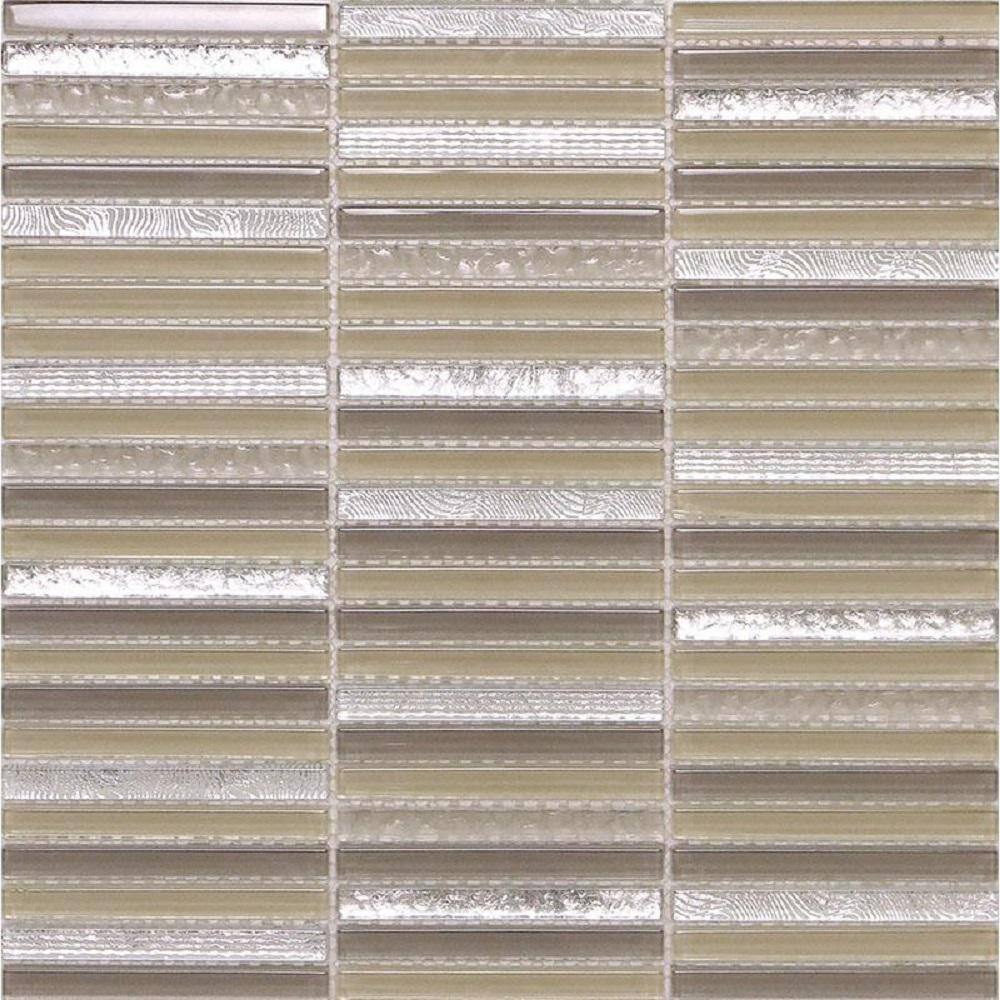 Apollo Tile Waterfall Cream 11.8 in. x 11.8 in. Polished Linear Glass Mosaic Tile (5-Pack) (4.83 sq. ft./Case), Ivory -  APLCAS88018A