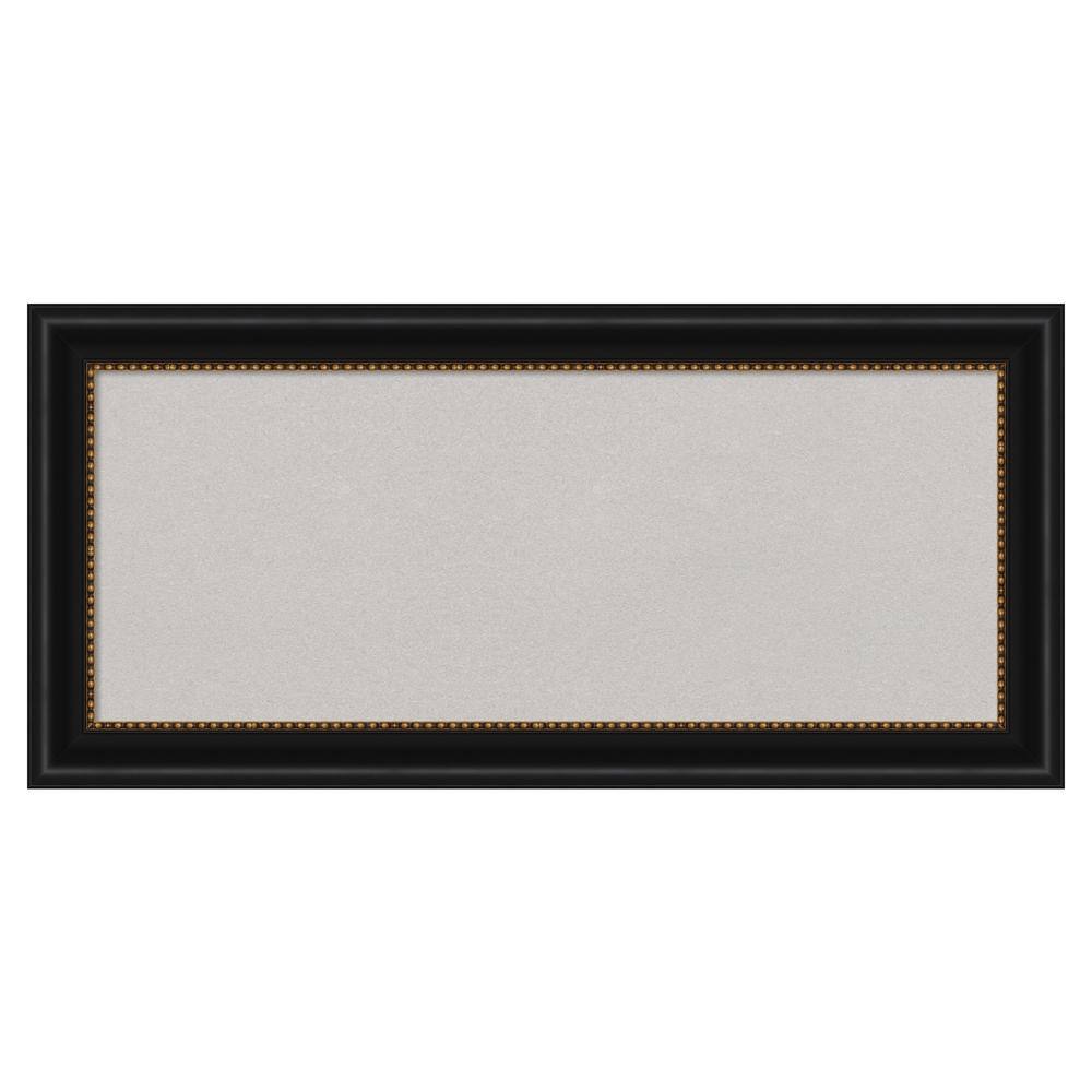 Amanti Art Manhattan Black Framed Grey Corkboard 34 in. x 16 in