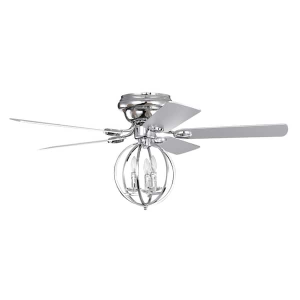 CIPACHO 52 in. Indoor Chrome Ceiling Fan for Kitchen Bedroom Dining Room