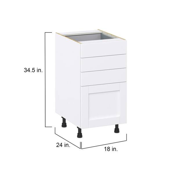 J COLLECTION Mancos Bright White Shaker Assembled Base Kitchen Cabinet with 4-Drawers (24 in. W x 34.5 in. H x 24 in. D)