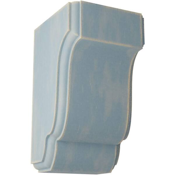 Ekena Millwork 2-1/2 in. x 4-1/2 in. x 2-3/4 in. Driftwood Blue Capistrano Mission Wood Vintage Decor Corbel