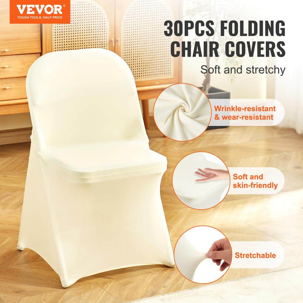 Ivory Stretch Spandex Chair Covers for Dining and Events