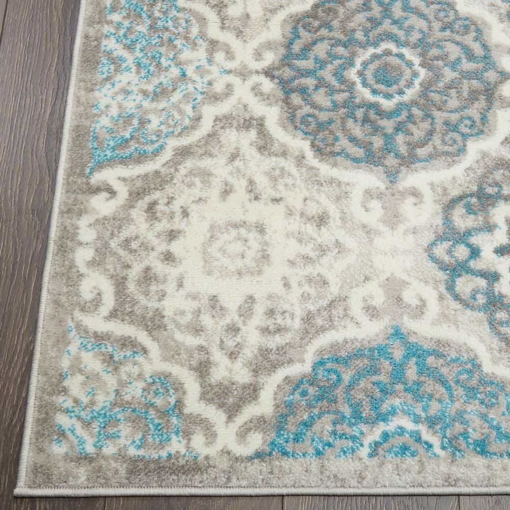 Grey and Blue Medallion Synthetic Area Rug, 7'9" x 10'2"