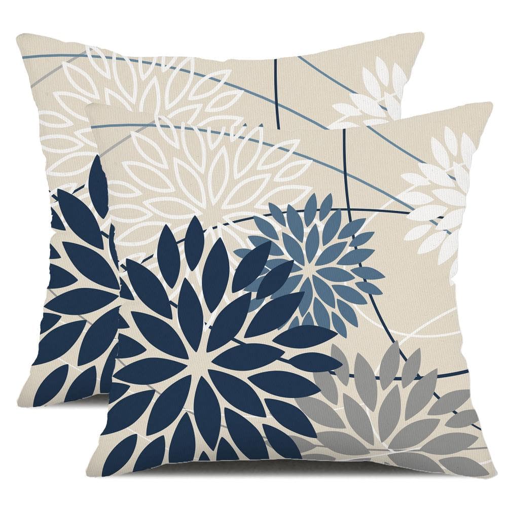Set of 2 18 in. x 18 in. Blue and Gray White Gray Blue Outdoor Throw Pillow Covers, Decorative Cushion Cases price history on PriceWatchPro